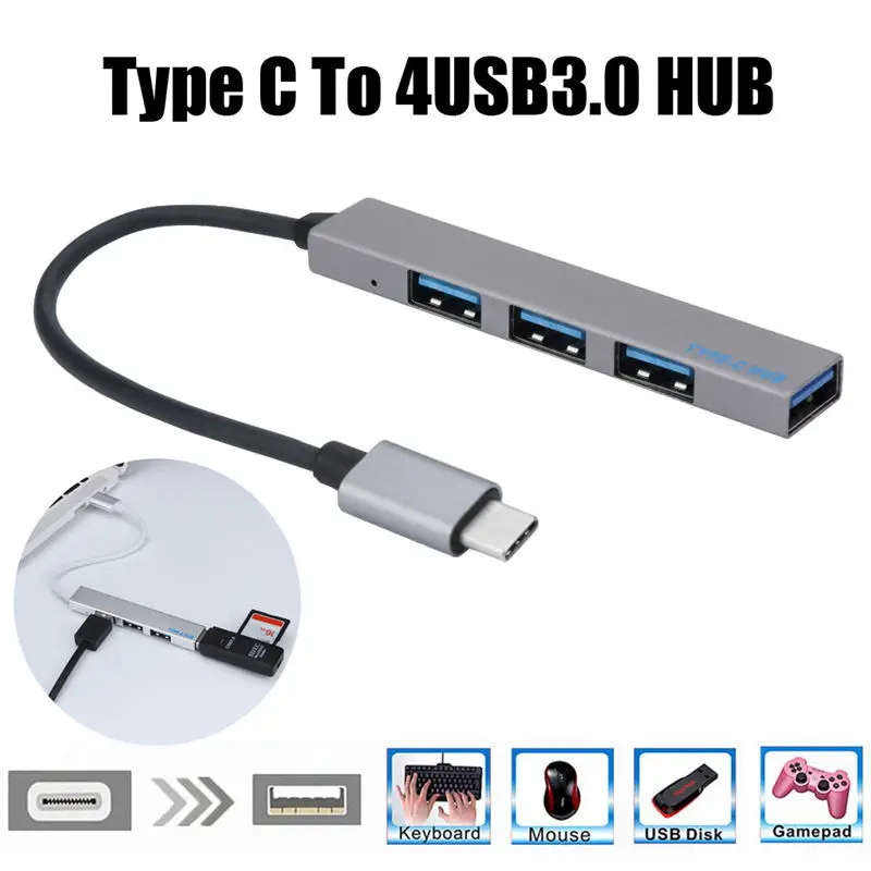 Сверхтонкий мини-порт Type-C-4 usb-хаб с 4 портами Usb 3 0 концентратор интерфейс питания