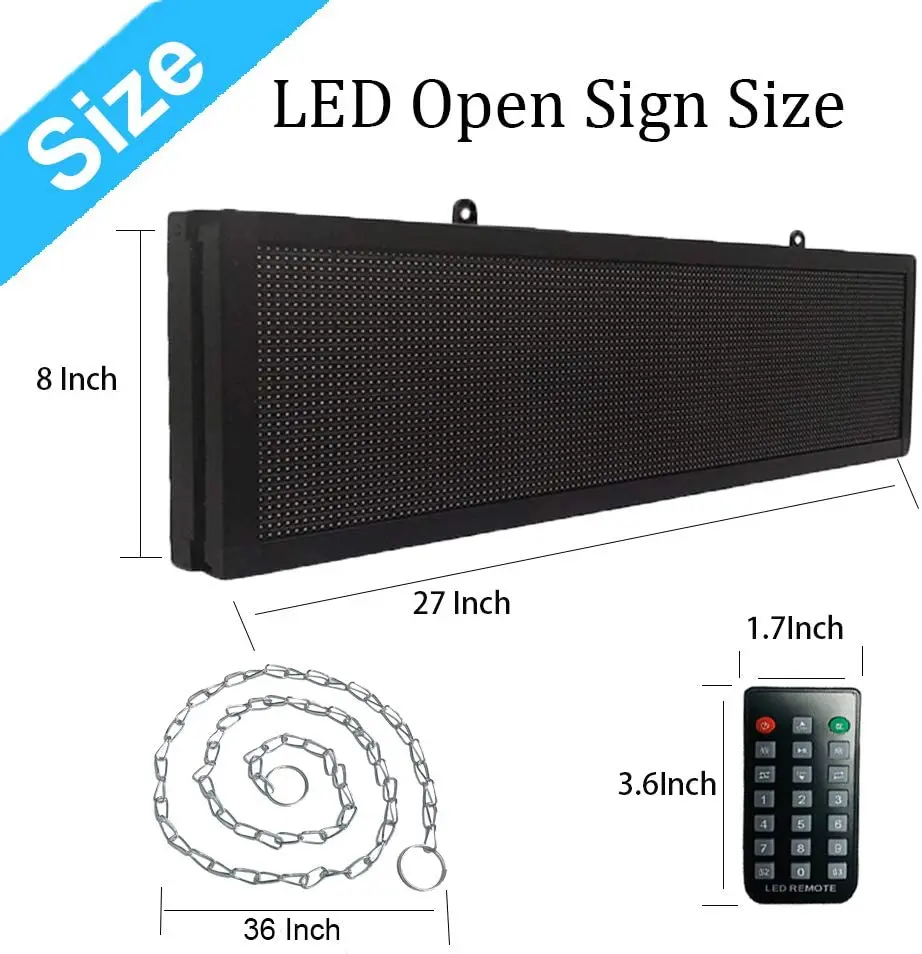 Вывеска для открытия с пультом дистанционного управления on/0ff 21x6 дюймов