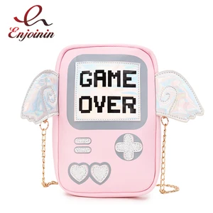 Сумочка кросс-боди для женщин, модный саквояж в игровой форме, клатч на ремне с цепочкой, чехол из искусственной кожи для девушек, 2021