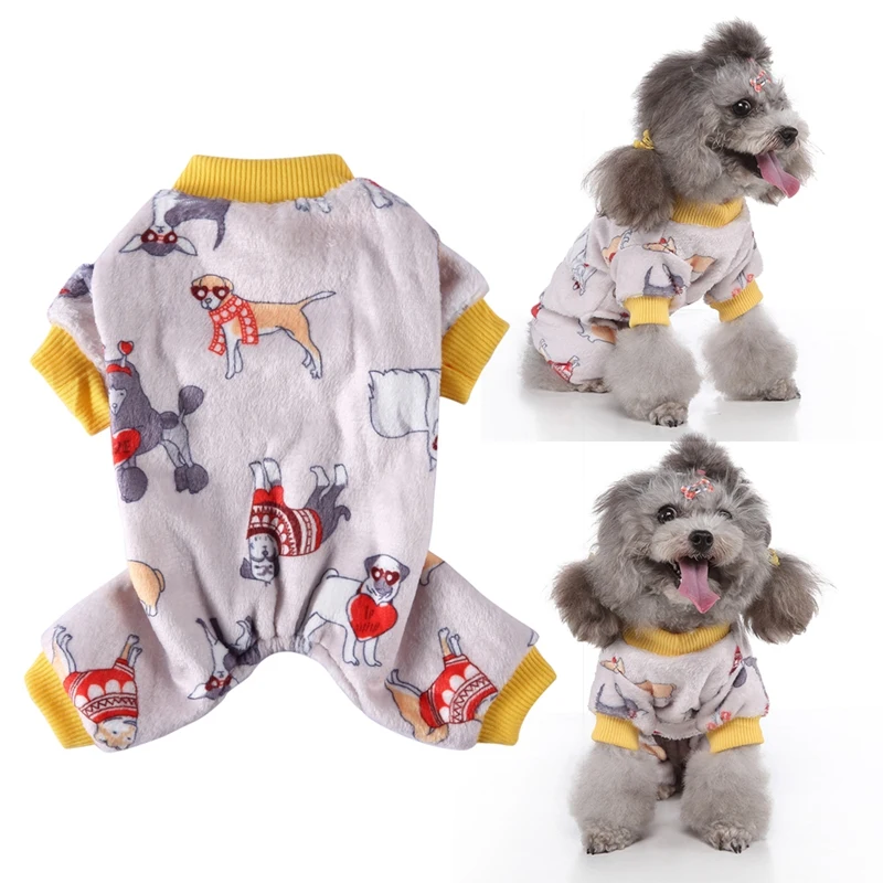 

Heart Shaped Dog Print Pet Pajamas for Dogs,Soft Warm Fleece Dog Jumpsuit Puppy Pullover
