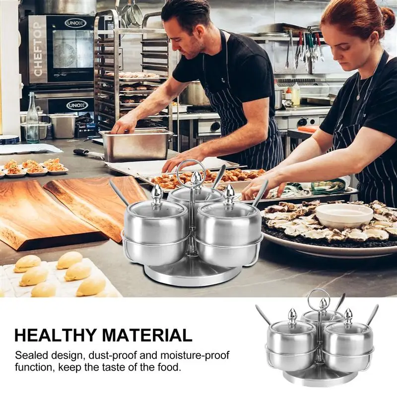 

1 Set European Style Stainless Steel Spice Jar Set Kitchen Arch Spice Rack