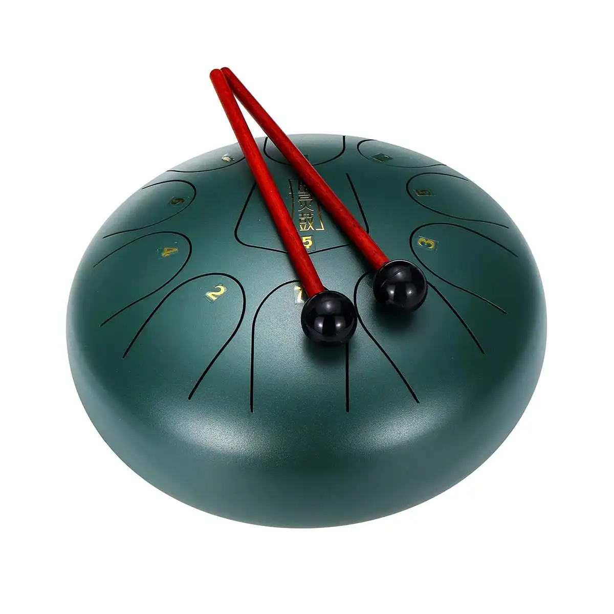 Dark Green 10 дюймов 11 Примечания D Основной стальной язык барабан Handpan ручная танкбарабан с голени с пальчиковыми котами Йога, медитация Zazen расслабить - Цвет: Dark Green