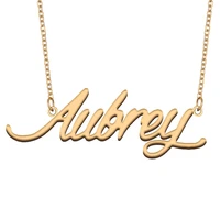 aubrey name necklace for women stainless steel jewelry 18k gold plated nameplate pendant femme mother girlfriend gift