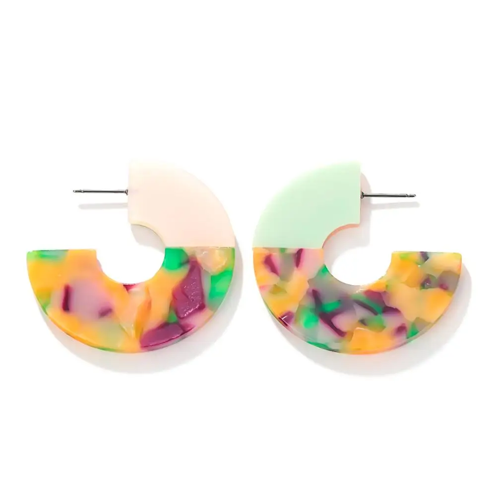 C-образные серьги-подвески цветные акриловые серьги для женщин бриллиантовые