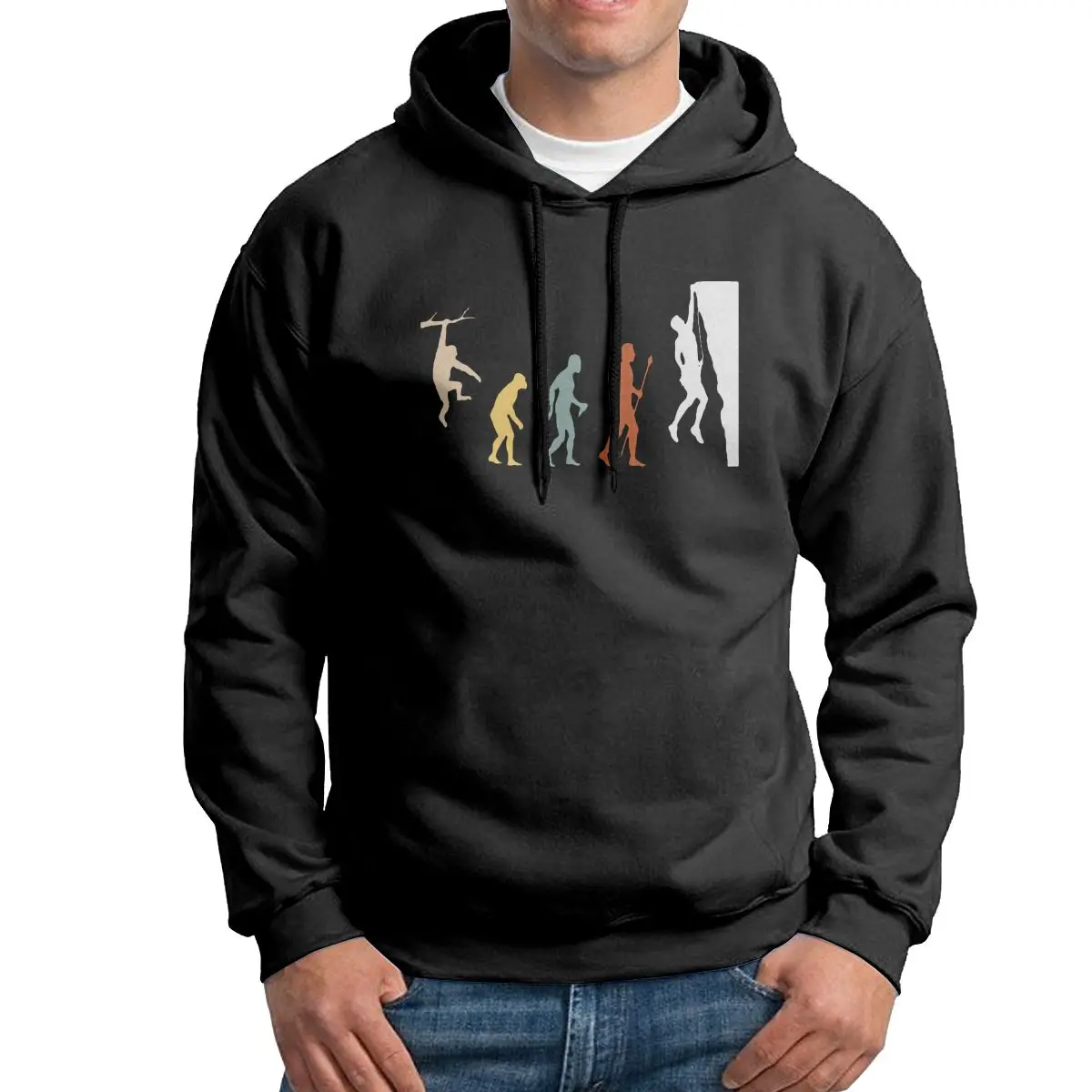 

Мужские Ретро толстовки с капюшоном для скалолазания эволюции из чистого хлопка