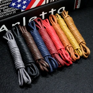 1Pair Cotton Waxed Shoelaces Round Oxford Shoe laces Boots Laces Waterproof Leather Shoelace Length  in USA (United States)