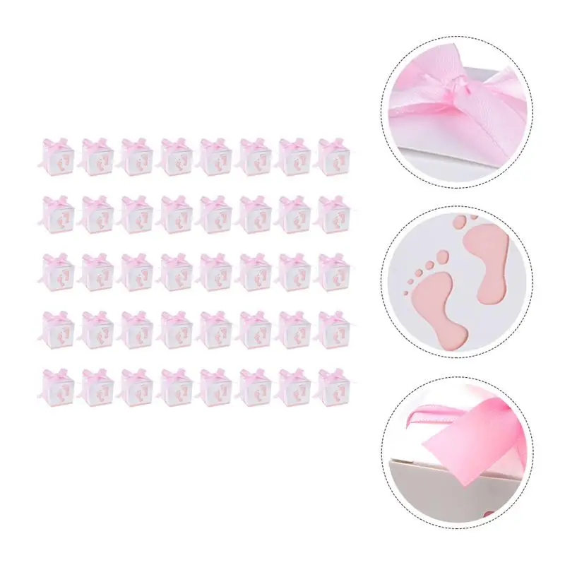 

40pcs Lovely Delicate Baby Footprints Portable Party Favor Boxes Candy Boxes Gift Boxes