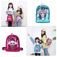 lol surprise doll cartoon pattern girls backpack fashion sequin school bag girl backpack lol doll toy birthday gift 262011cm