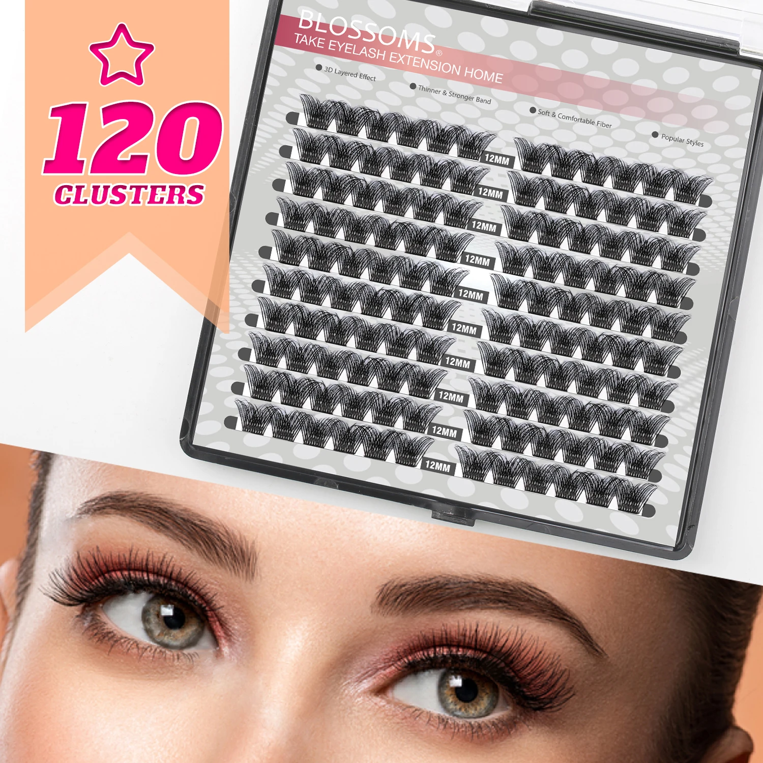 

Cluster Eyelashes Individual Lashes Segmented Eyelashes C/D Curl Matte Black Bulk Volume DIY Lashes Extensions