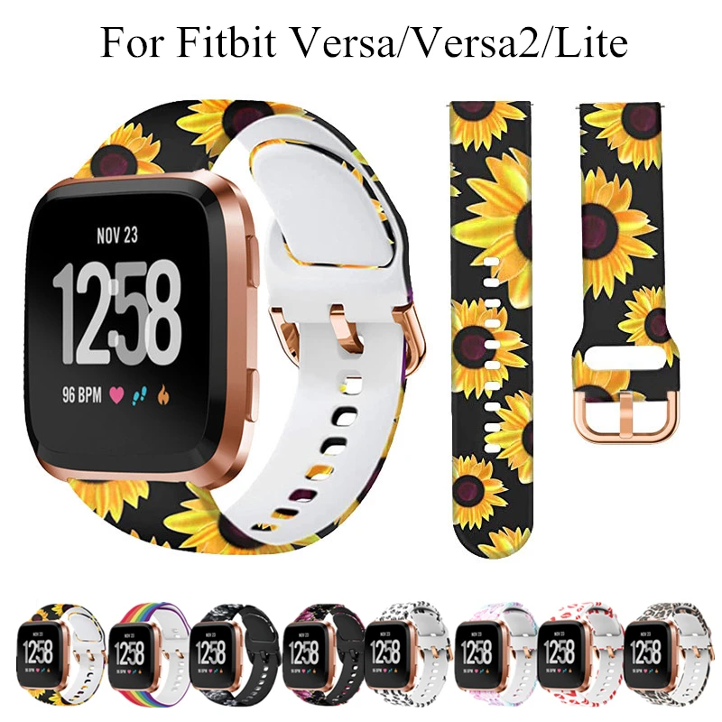 Ремешок для часов Fitbit Versa 2/Versa Lite/Versa ремешок с принтом сменный мягкий силиконовый