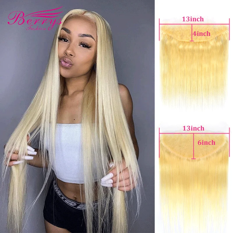 Brazilian Hair 13x6 Free Part 613 Blonde Lace Frontal Closure Straight 13x4 Ear to Ear Lace Front With Baby Hair Free Shipping