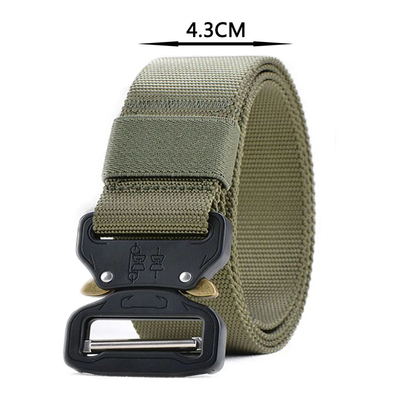 Army green 4.3cm Военный тактический ремень армейский нейлоновый ремень с металлической пряжкой Для Мужчин Cinturon сверхмощный ремень для широкой талии охотничьи тренировочные аксессуары Cinto - Color: Army green 4.3cm