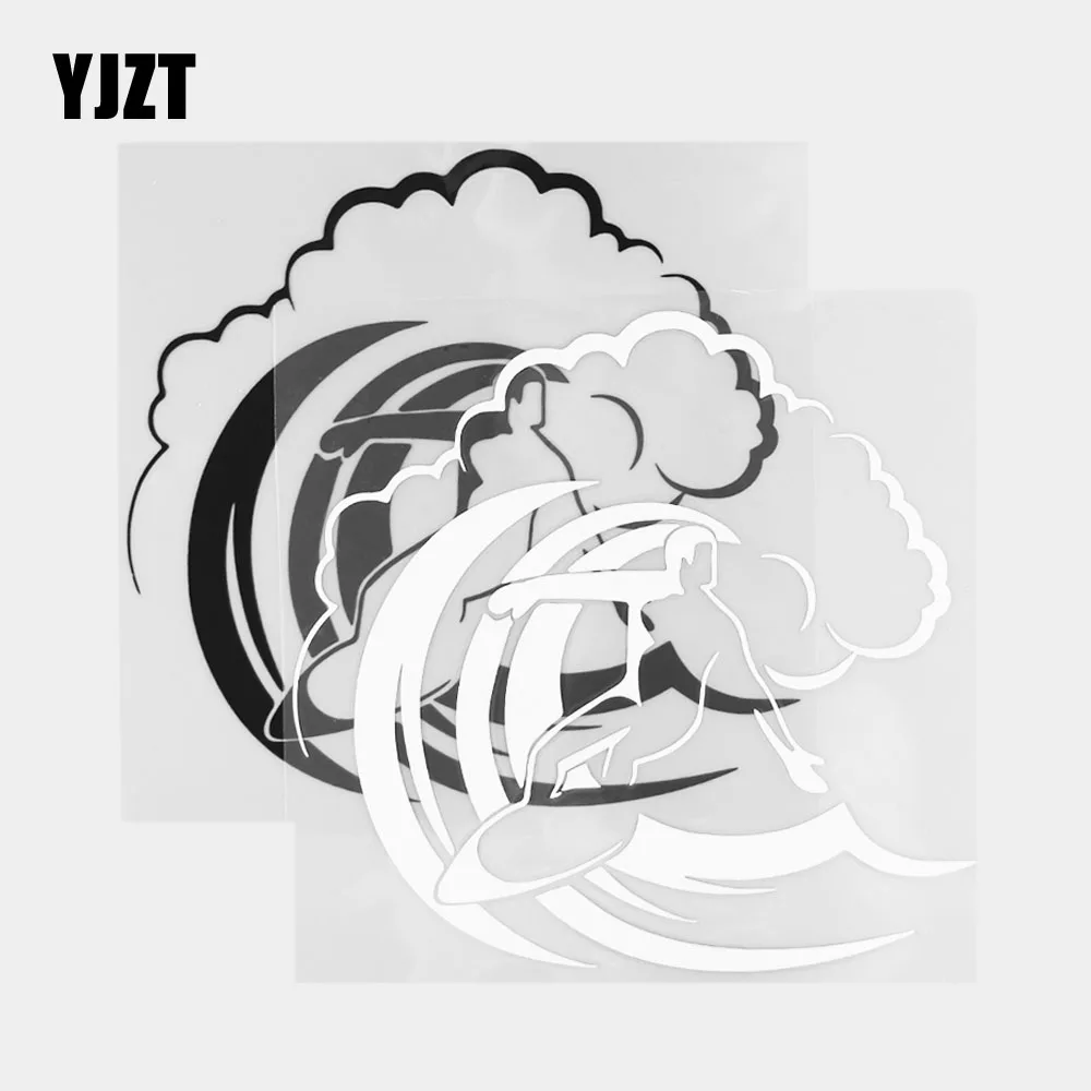 

YJZT 18,6 × 18 см креативные Мультяшные виниловые наклейки для серфинга, украшения для кузова автомобиля, черные/серебряные 20A-0432