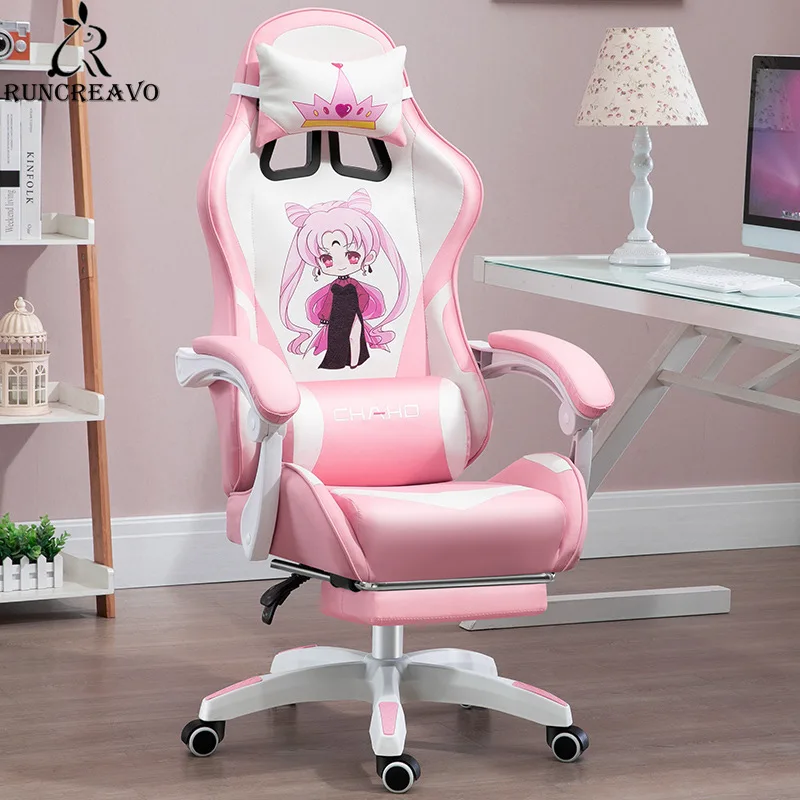 

Cute Pink Gaming Chair Girls Reclining Computer Chair Home Fashion Comfortable Anchor Live Chair Internet Cafe Game Wcg Chair