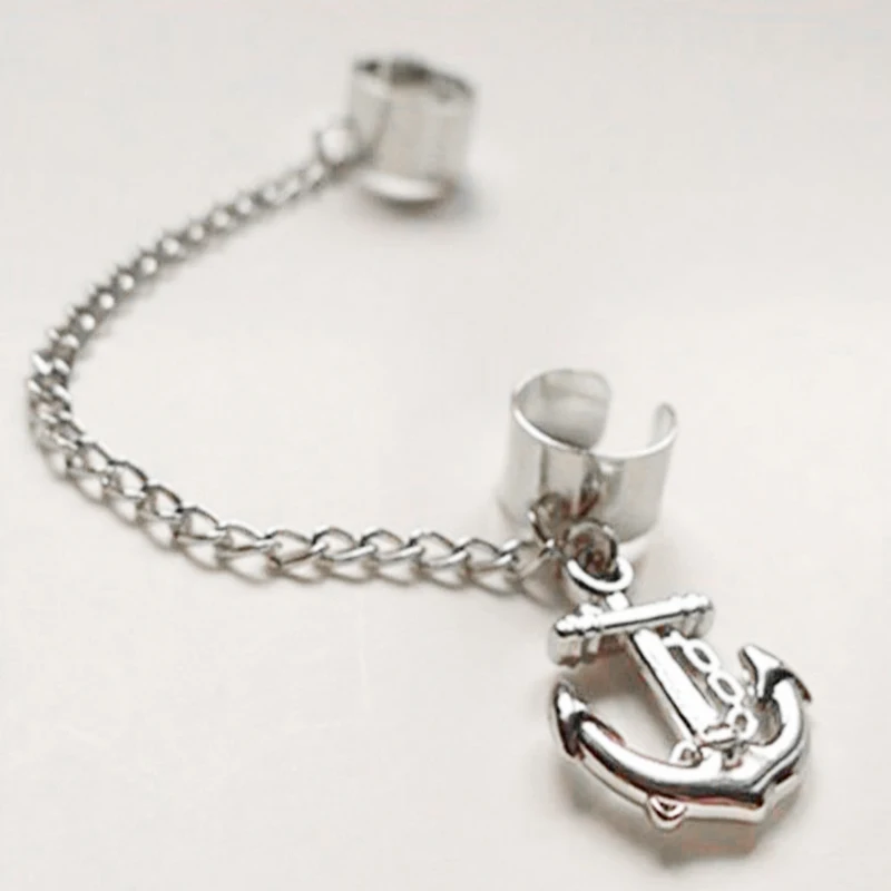 Gothic Earring Chain Anchor Love Butterfly Ear Cuff Wrap Clip on for 1 | Украшения и аксессуары