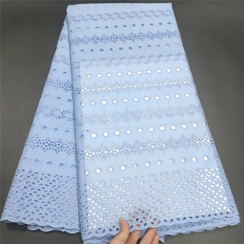 

Швейцарская Кружевная Ткань 5 ярдов, новейшая Тяжелая вышивка бисером, африканская 100% хлопчатобумажная ткань, швейцарская вуаль, кружево, п...