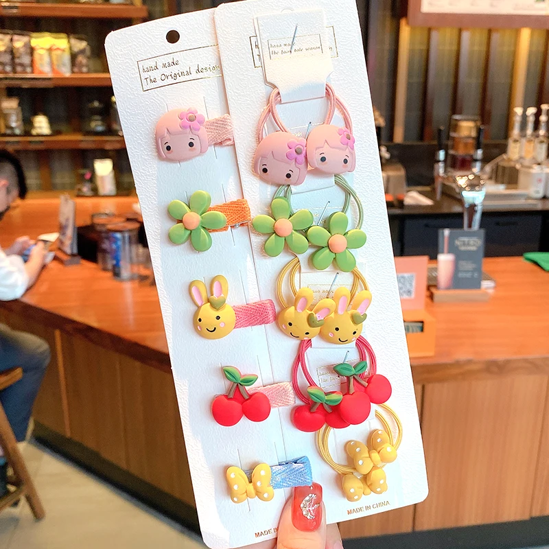 

15/20 Pcs/Bag Children Cute Acrylic Cartoon Flower Fruit Elastic Hair Bands Girls Baby Lovely Hairpins Kids Hair Accessories