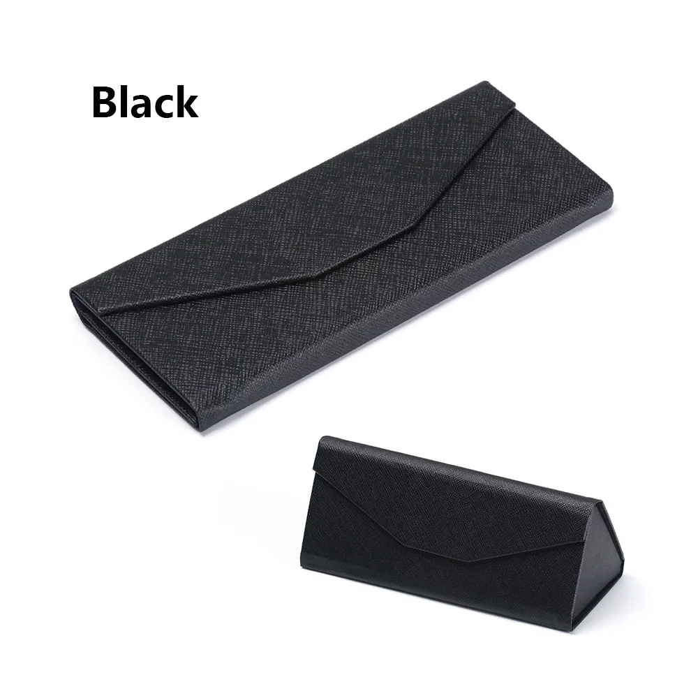 black 1 шт. треугольник футляр для солнцезащитных очков складной PU водонепроницаемый Сильный Магнит Чехол для очков сплошной цвет бинокль защитный Органайзер - Цвет: black