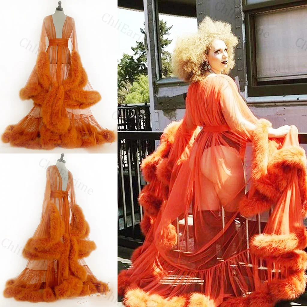 Women's Feather Edge Tulle Illusion Long Bridal Robe Wedding Scarf New Custom Made