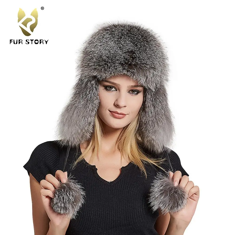 Мех история зима Для женщин лиса шляпа Шапки ушанки для Кепки tapper снег Защитные