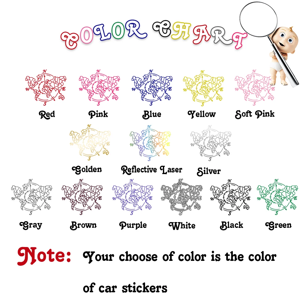 Виниловая наклейка для автомобиля на зеркало заднего вида с картой мира компасом