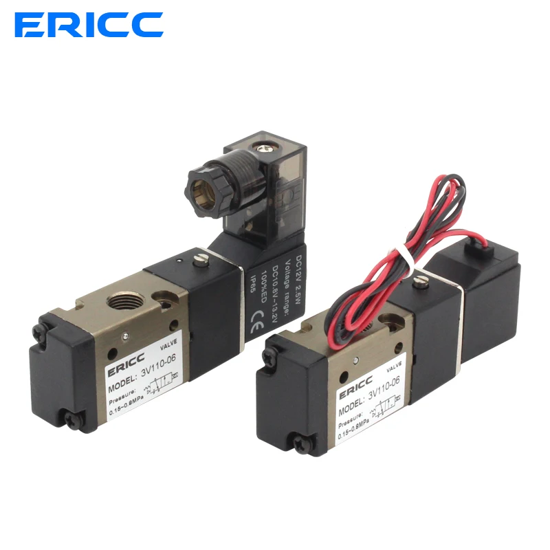 3 ходовой пневматический Соленоидный клапан ERICC 3V110 06 12 В 1/8 дюйма корпус из