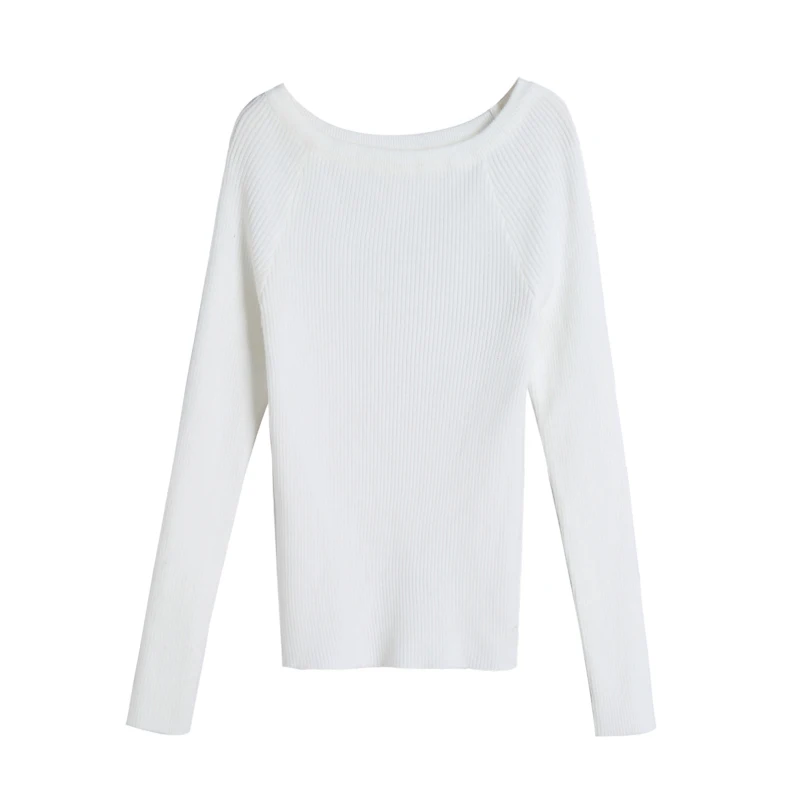 2020 New Fashion Women Long Sleeve Sweaters Casual Slash Neck Pullovers Solid thick Sweater Female Slim Sexy Cotton Kintted Tops | Женская