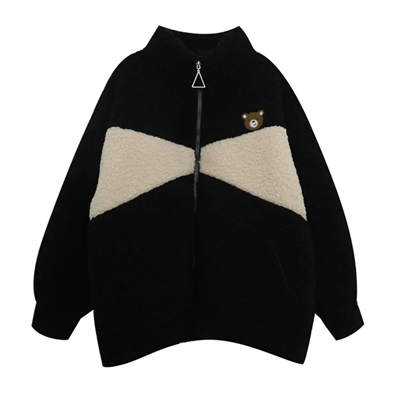 

Black Faux Lambs Fur Kawaii Coat Lamb Women Fur Coat Women Winter Jacket Oversize Original Parkas Plus Size Female Fleece