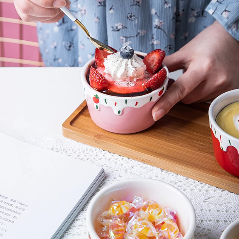 2pcs nordic kitchen small cake pudding mold baking mini baking bowl oven special ceramic high temperature resistant appliances free global shipping