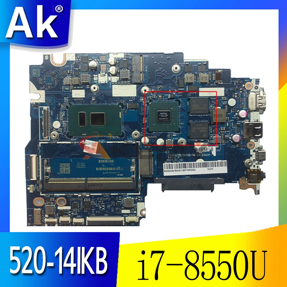 

Akemy прозрачная защита для экрана для Lenovo YOGA 520-14IKB Flex 5-1470 Материнская плата ноутбука LA-E541P процессор i7-8550U GPU MX130 2 Гб протестированная 100% работа