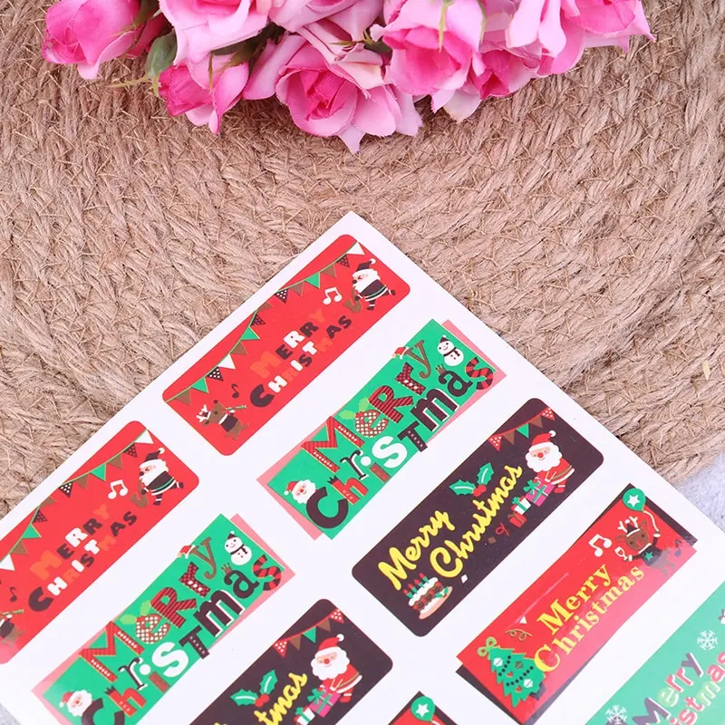 

100pcs/10sheets Merry Christmas Paper Sealing Stickers DIY Gifts Labels Candy Bag Package Tags For Xmas Party Decoration Sticker
