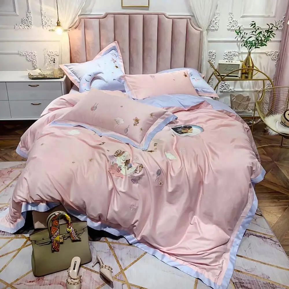 20192443 Svetanya хлопковый комплект постельного белья Звезда Луна Звездное небо Печать плоский лист наволочка пододеяльник Льняные наборы один Королева Король Размер - Цвет: 20192443