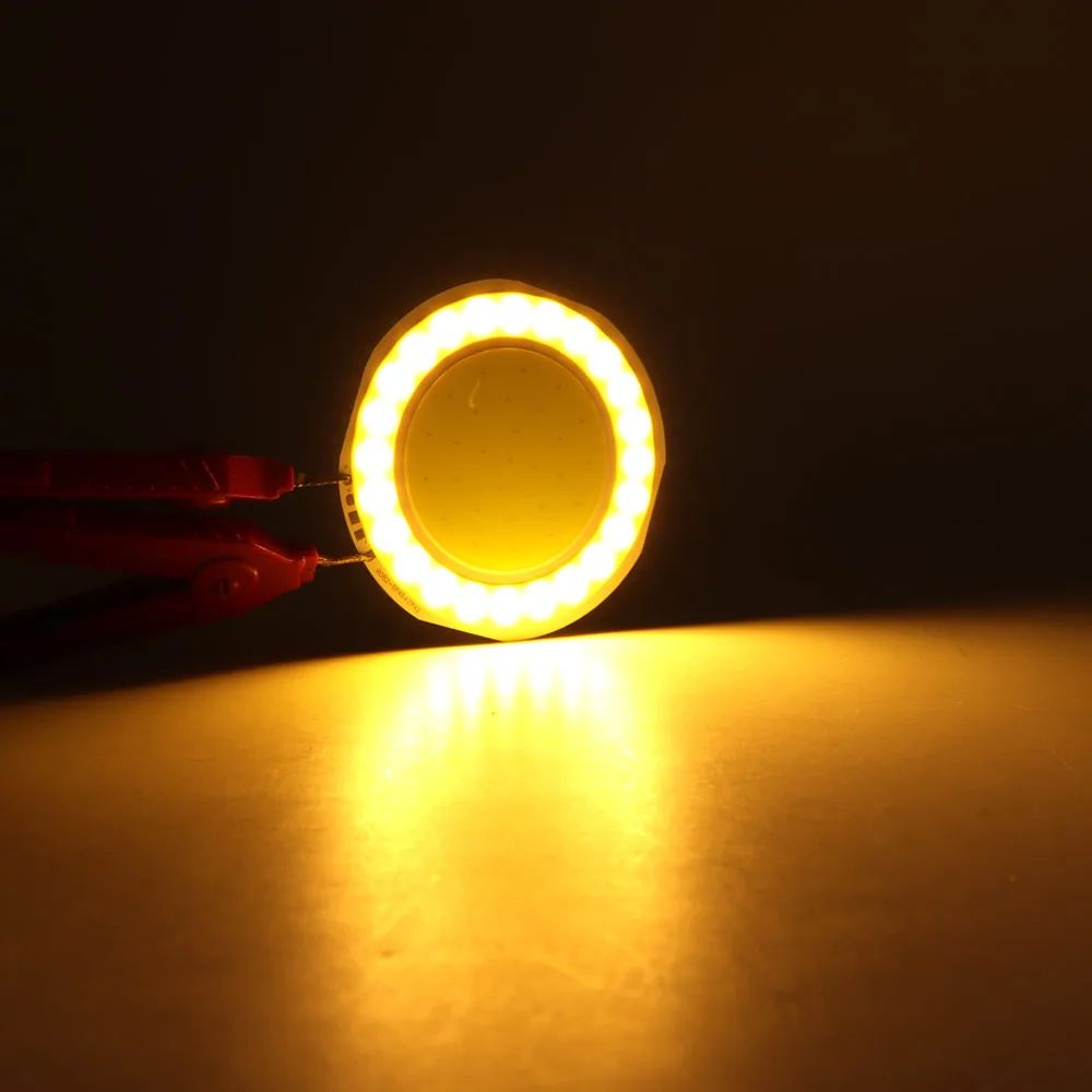 82 мм круглый Би Цвет 12V COB светодиодный светильник 5 Вт цвет: желтый Белый Синий
