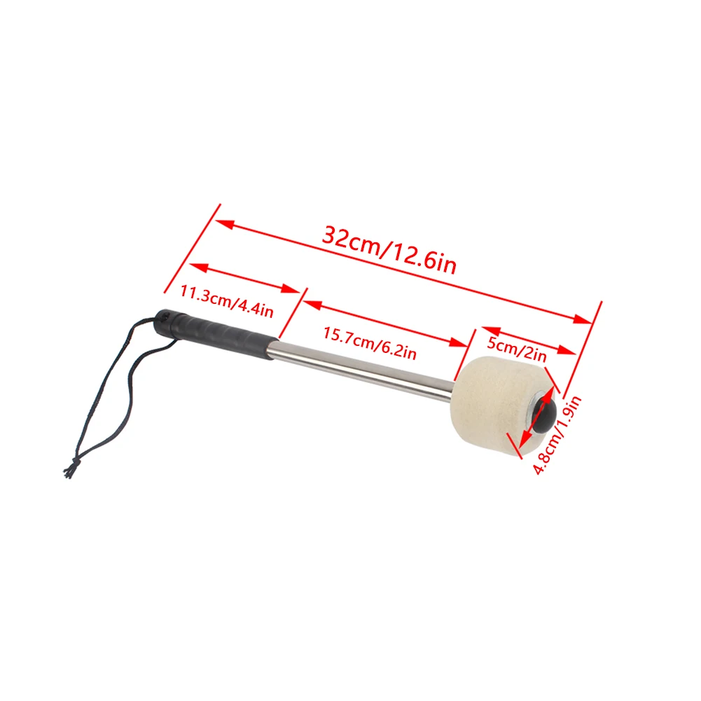 

2Pcs Bass Drum Mallet Felt Head Percussion Mallets Timpani Sticks With Stainless Steel Handle Snare Drum Beater Accessories