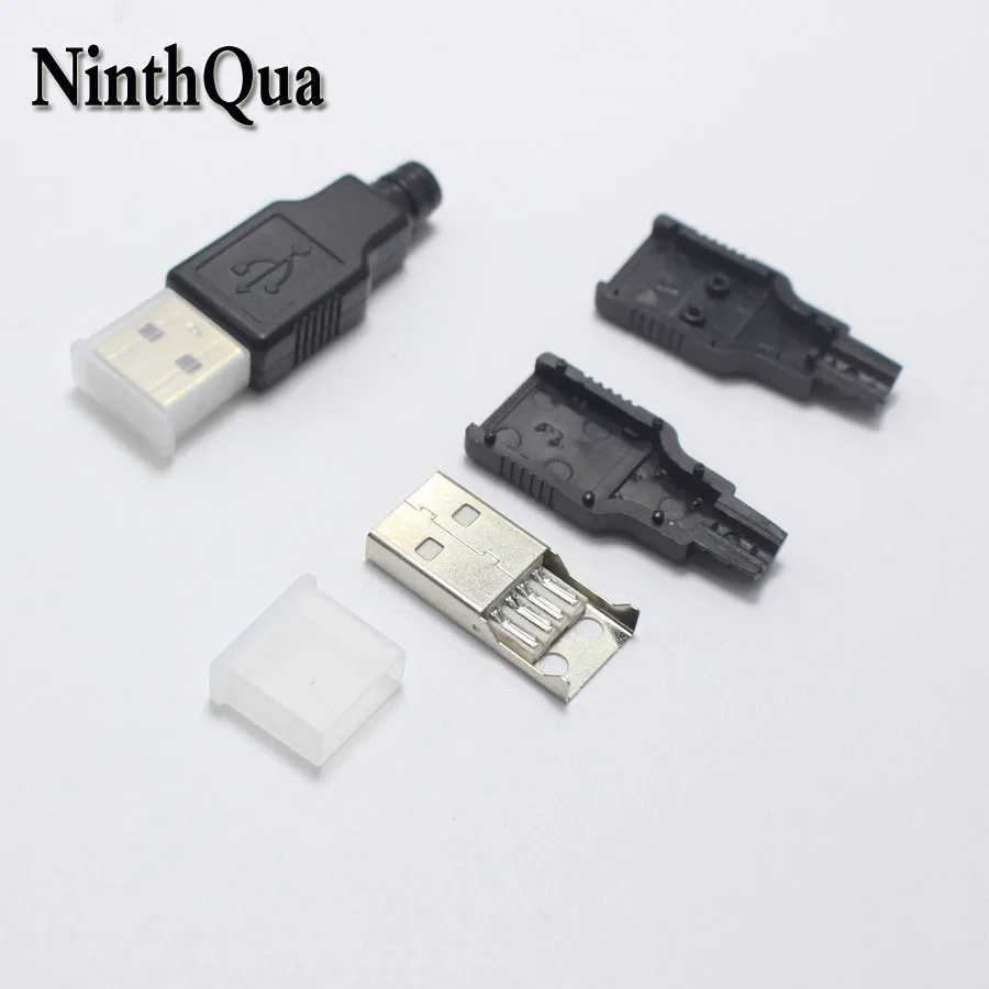 4 комплекта DIY USB 2.0 тип A Штекерный разъем типа сварки с пылезащитной крышкой в 1
