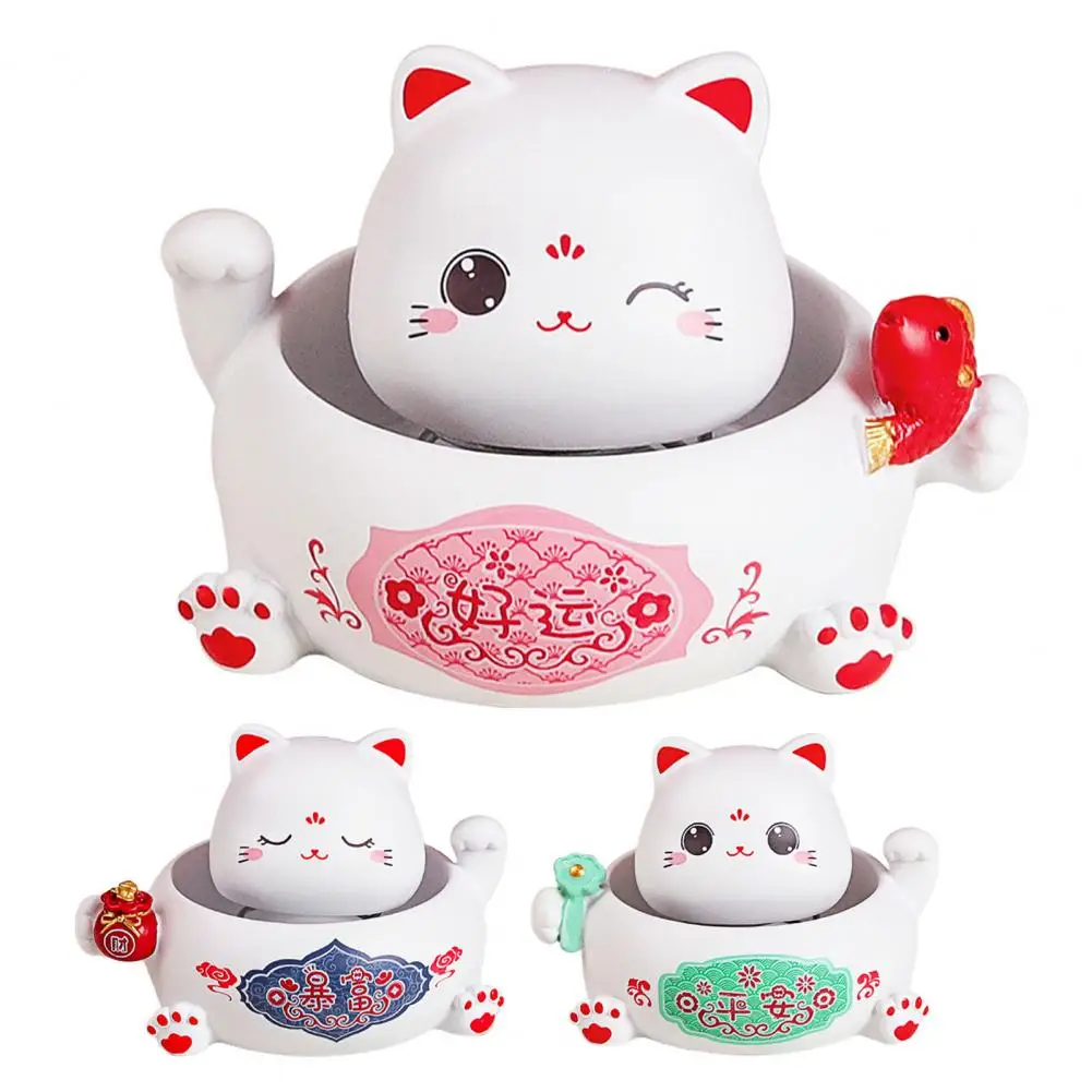 

Resin Lucky Cat Design Spring Swing Head Display Model Figurines Miniatures Home Car Office Desktop Ornament Decor Craft Doll