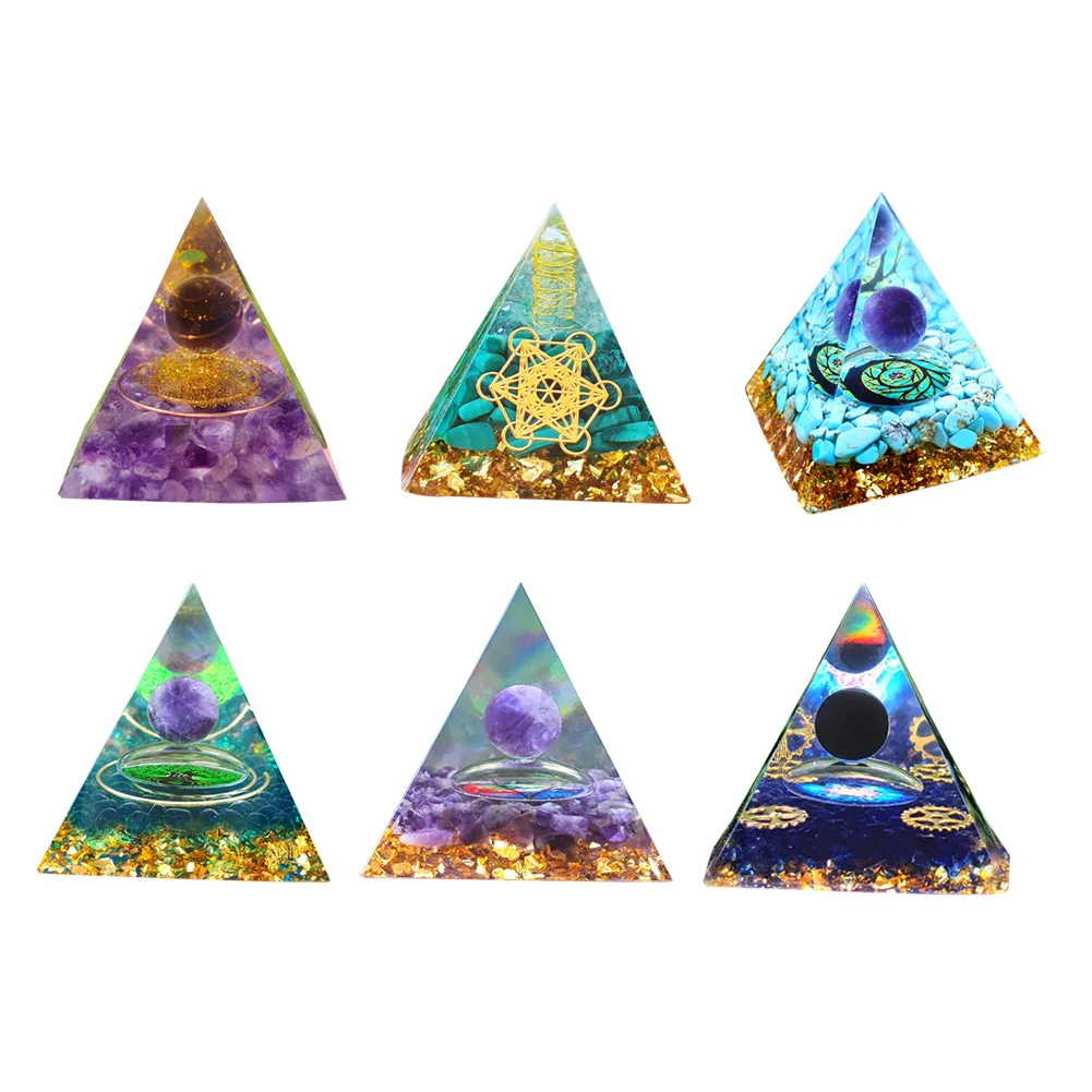 

Energy Generator Orgone Pyramid Crystal Jewelry Luck Yoga Meditation Stone Home Office Desktop Decoration Craft Kids AdultsGift