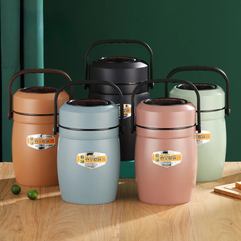 

Термобокс для ланча из нержавеющей стали, 2600 мл, многослойный портативный вакуумный контейнер для хранения пищи, герметичный контейнер для ...