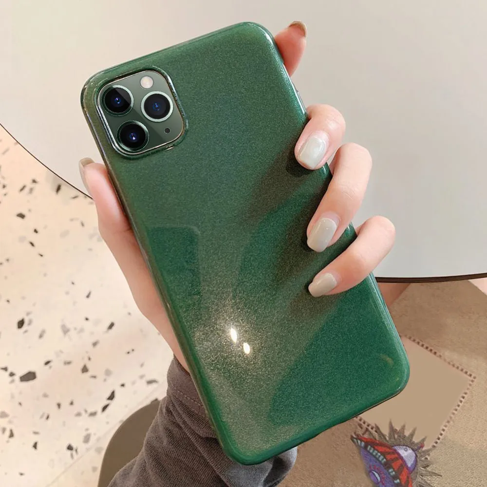 LAPOPNUT чехол для IPhone 11 Pro Max черно-зеленый блестящий защитный бампер Тонкий Apple Xs Xr X 8