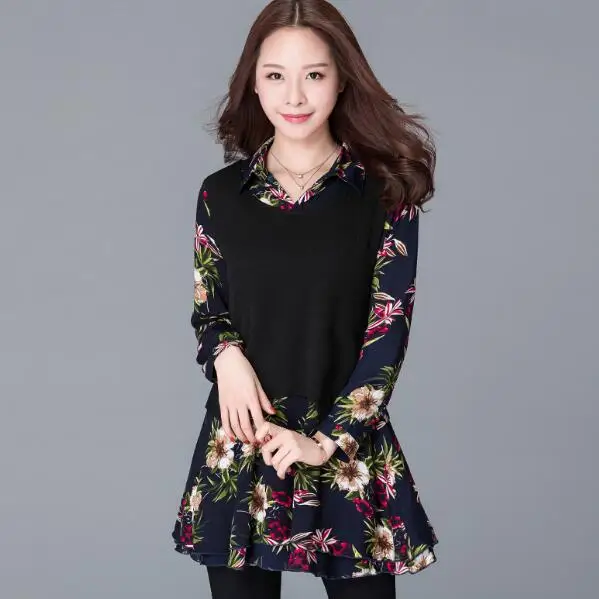 Новинка 2020 корейский стиль весна-осень кимоно туника имитация двух частей