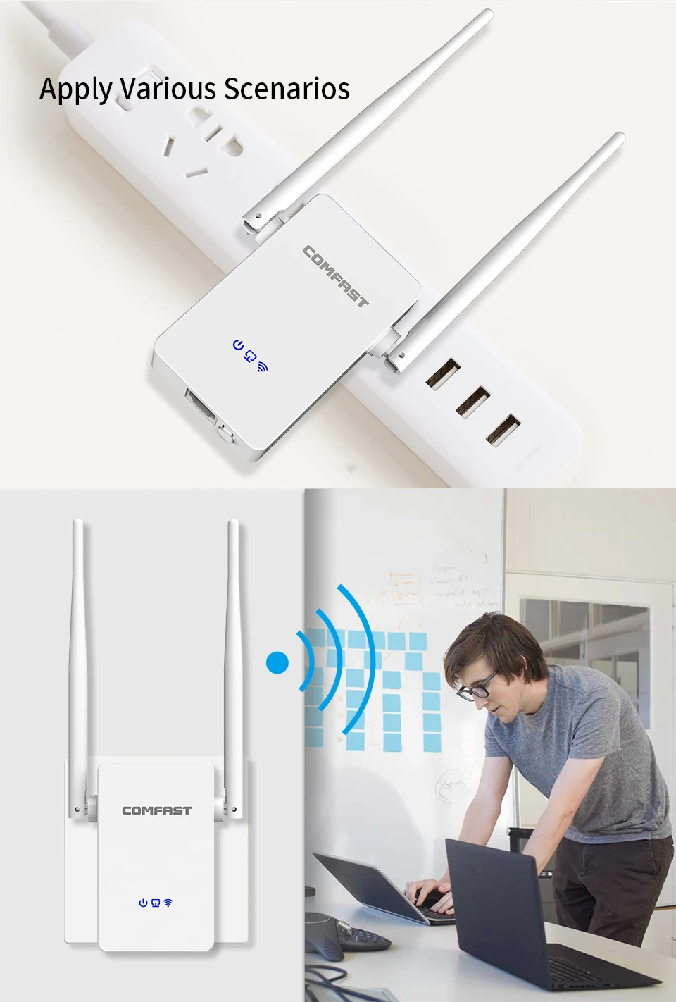1200 Мбит/с беспроводной WiFi усилитель сигнала 802.11AC двухдиапазонный 5G домашний Wifi 2 *