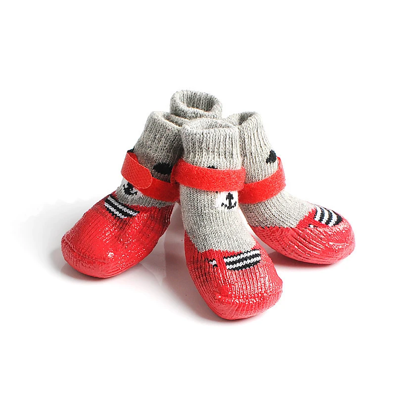 

4pcs/set Creative Dog Boots Waterproof Shoes Breathable Socks Anti-Slip Sole and Adjustable Magic Tape Protect Paws Socks New