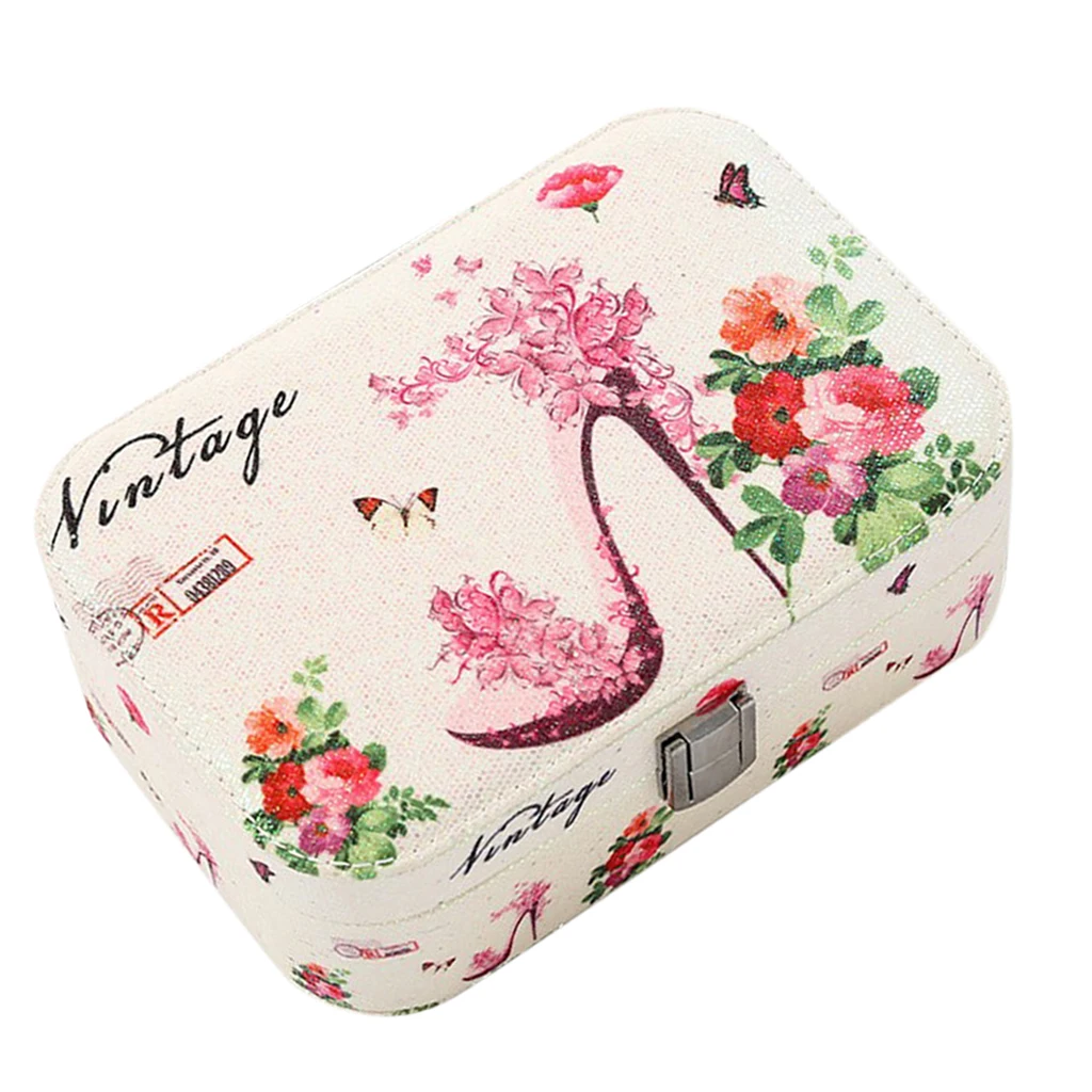 

PU Leather Jewelry Box Show Display Case Tidy Organizer - London Paris Style