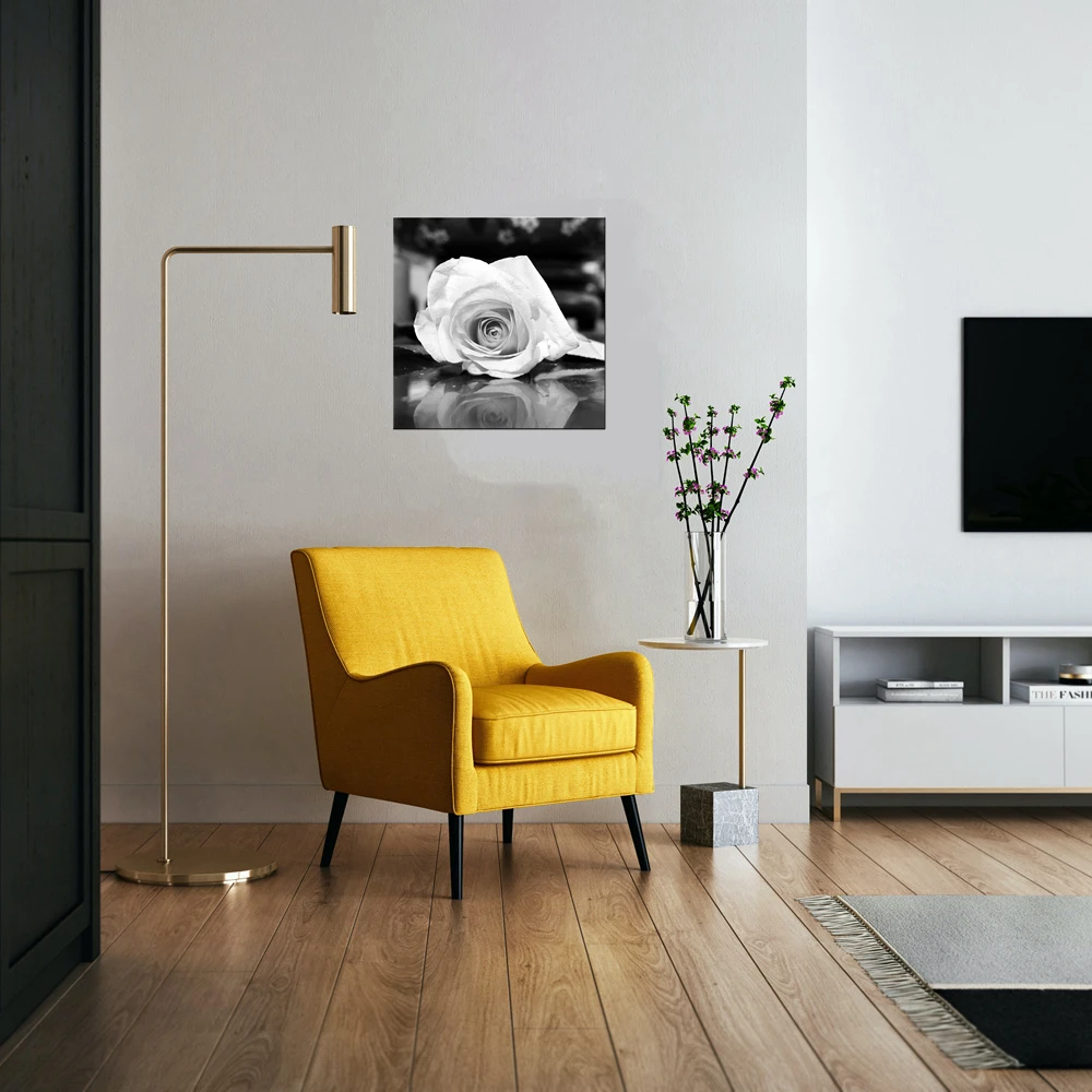 

Black and White Microphone Bedroom Wall Art Flowers Home Decoration Rose Poster and Print Artwork for Living Room Wall Decor