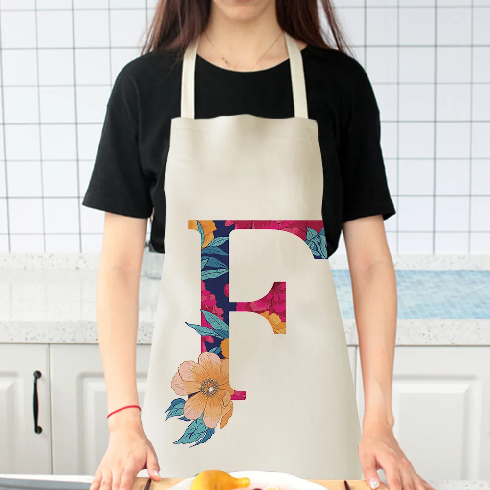 

26-letter series cotton hemp apron support to map customization