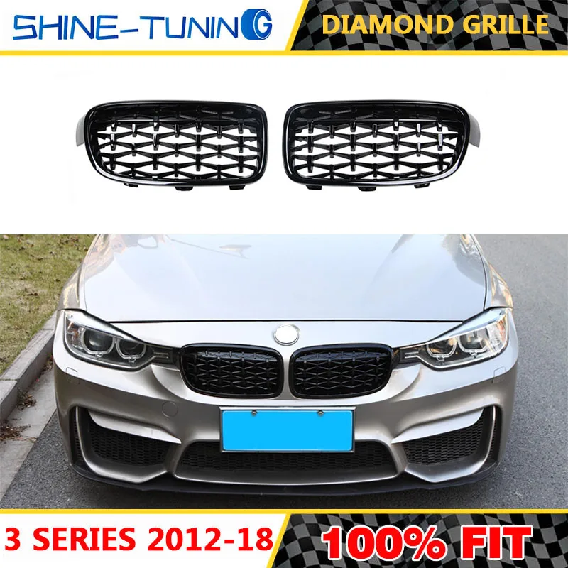 Передняя ножевая решетка подходит для BMW 3 серии F30 2012 2018 diamond Grill Meteor Style гриль