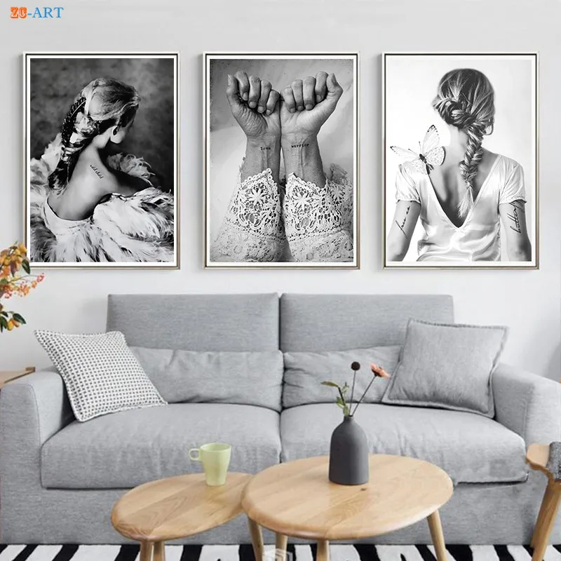 Скандинавская Современная Художественная Картина на холсте с татуировкой для