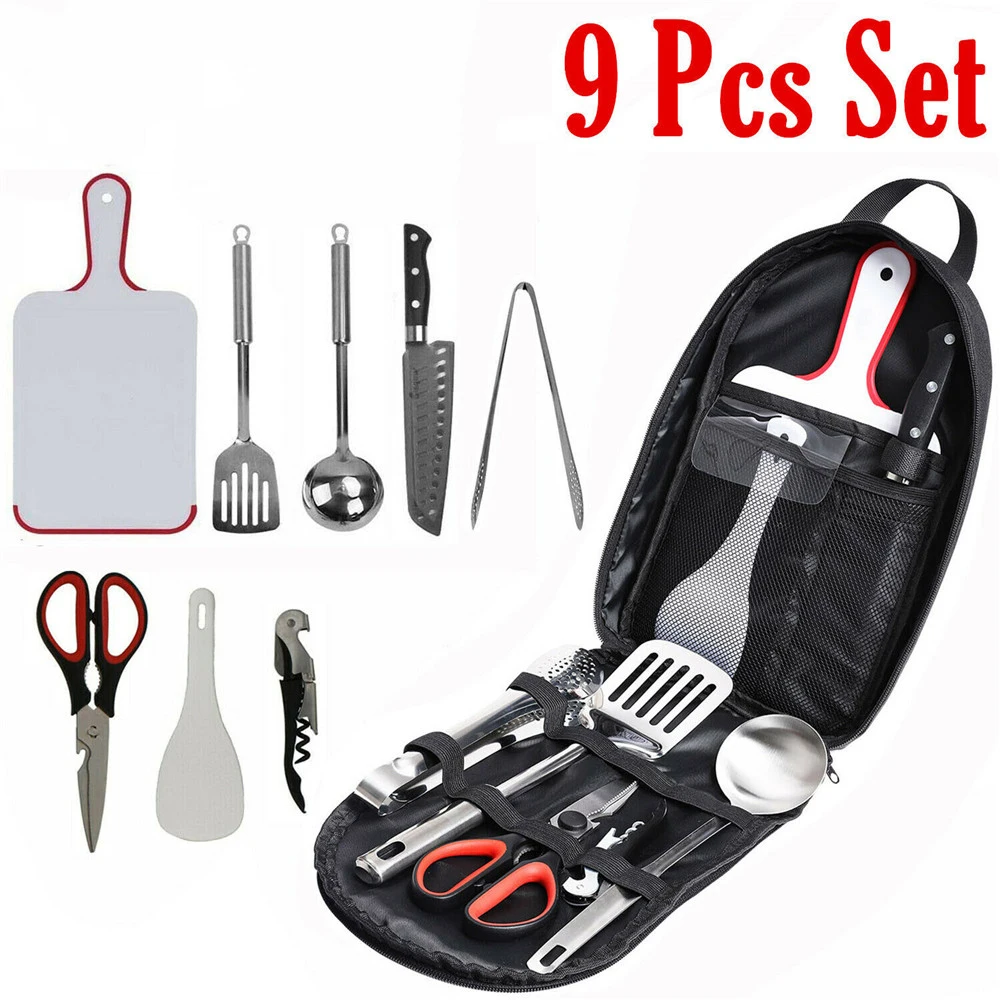 

9pcs Bbq Tools Set Barbecue Grilling Accessories Utensil For Outdoor Camping Cooking non stick bbq grill rack
