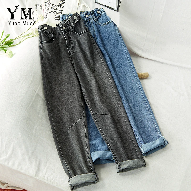 YuooMuoo/винтажные джинсы с подворотом и высокой талией 2019 женские повседневные