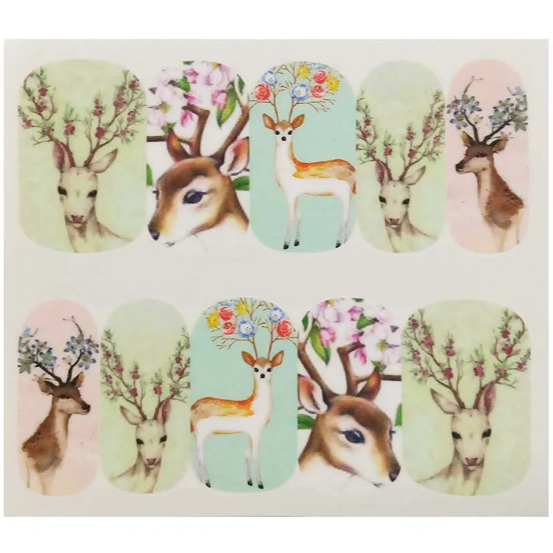 Стильная зеленая наклейка для ногтей Цветочная Слайдеры дизайна украшение